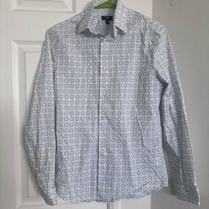 Express White and Blue Geometric Shirt slim fit
